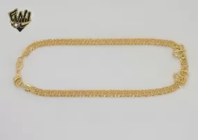 (1-0006) Gold Laminate - 4.5mm Double Curb Link Love Anklet - 10 - BGF