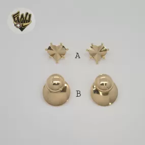 (1-1218-1) Gold Laminate - Stud Flat Earrings - BGF