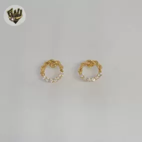 (1-1218-8) Gold Laminate - Stud Zircon Earrings - BGF