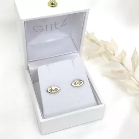 10k Gold Evil Eye Stud Earrings