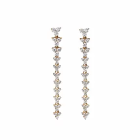 14K Gold Trio of Round Diamonds Drop Earrings