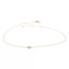 14k Itty Bitty Diamond Evil Eye Anklet