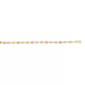 14k Yellow White And Rose Gold Mariner Link Bracelet, 7.25