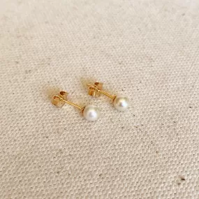 18k Gold Filled Simulated Pearl Stud