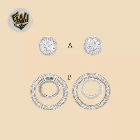 (2-3074) 925 Sterling Silver - Stud Zircon Earrings.