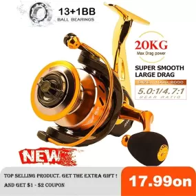 2021 New All-Metal Fishing Reel Super Smooth Spinning Reel Carp Reel Sea Pole Long Cast Round Fishing Reels Goods For Fishing