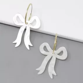 Acrylic Bow Charm Hoop Earrings