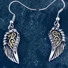 Angel Wings Mini Earrings - Silver & Gold Bling -  SK2534E