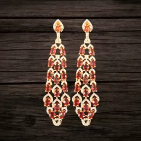 Asp Fashion Jewellery Red American Diamond Chandelier Earrings Set