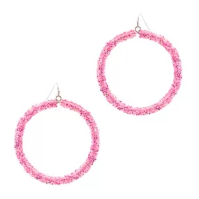 Barbie Theme Glitter Bead Hoop Earrings