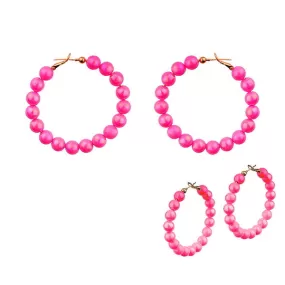 Barbie Theme Pearl Finish Bead Hoop Earrings