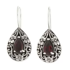 Boho Style Ruby Water Drop Pear Earrings