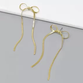 Bow Herringbone Chain Dangle Earrings