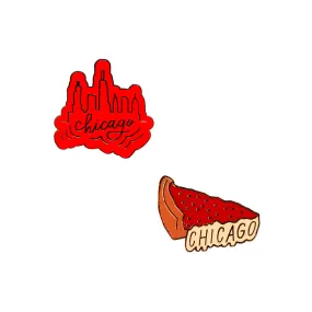 Chicago Pizza & Skyline Lapel Pin Bundle