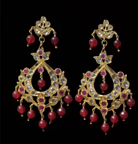 DER387 Eleena chandbali in red beads  ( SHIPS IN 2 WEEKS )