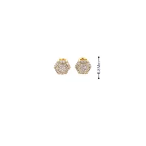 Diamond 0.15Ctw Hexagon Shaped Small Earrings