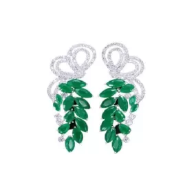 Elegant Leaf Shape Emerald Earrings