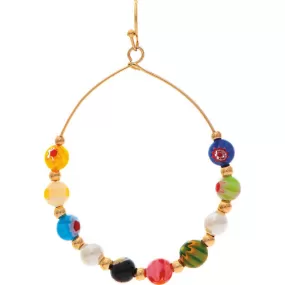 Gold Millefiori Bead Circle Earring