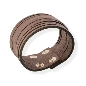 Handmade Leather Bracelet Sparkling Bronze Fringes