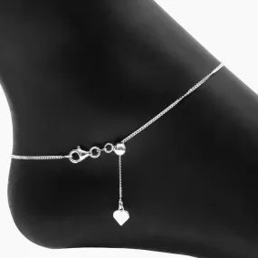 Italian Giana Curb Adjustable Anklet (Silver)