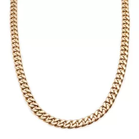 Large 14K Gold Flat Cuban Link Necklace 9.5mm