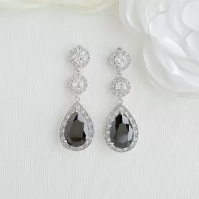 Long Black Drop Earrings- Zoe