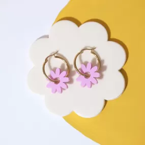 Marguerite Daisy Hoop Earrings in Lilac