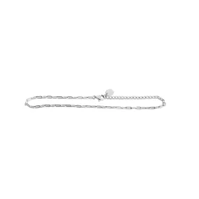 Mini Paperclip Chain Anklet - Silver