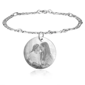 Personalized Birth Flower Bracelets for Women Stainless Steel Custom Photo Engraved Names Chain Bracelet Gifts for Her