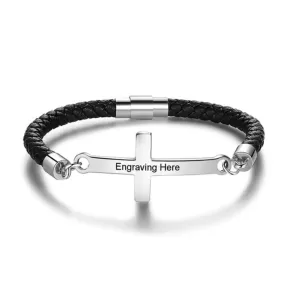 Personalized Vintage Black Leather Bracelets For Men