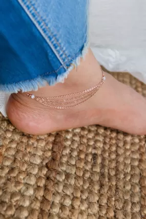 Pretty Chain Fall Rose Gold Plated Sterling Silver Anklet