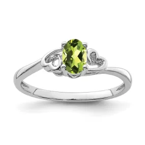 Rhodium-Plated Peridot Ring in Sterling Silver