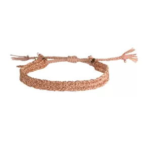 Rose Gold Vermeil & Nude Silk Woven Bracelet