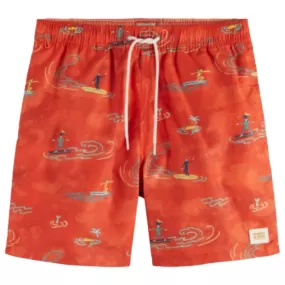 Scotch & Soda Mid Length Swim All Over Print Short (Red Surfer Aop) 175368