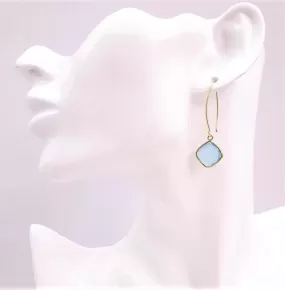 Seafom Chalcedony Single Gem Drop V-hook Earrings