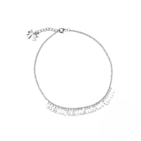 Sterling Silver Sweet Wafer Tassel Chain Anklet For Women