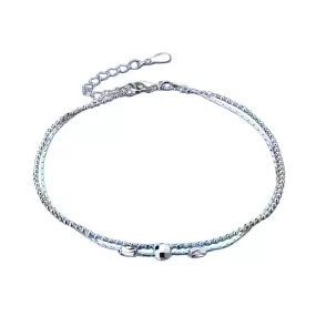 Sterling Silver Two Layers Star Anklet