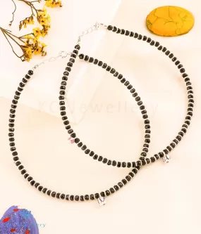 The Ghungroo Silver Blackbead Nazariya Anklets