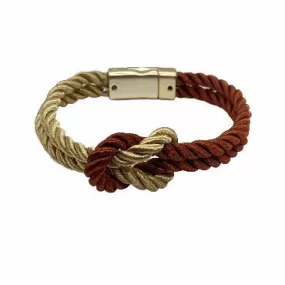 The Original Love Knot Satin Rope Bracelet- Brown and Old Gold