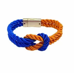 The Original Love Knot Satin Rope Bracelet- Orange and Blue