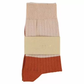 Women Block Socks - Pink / Brick